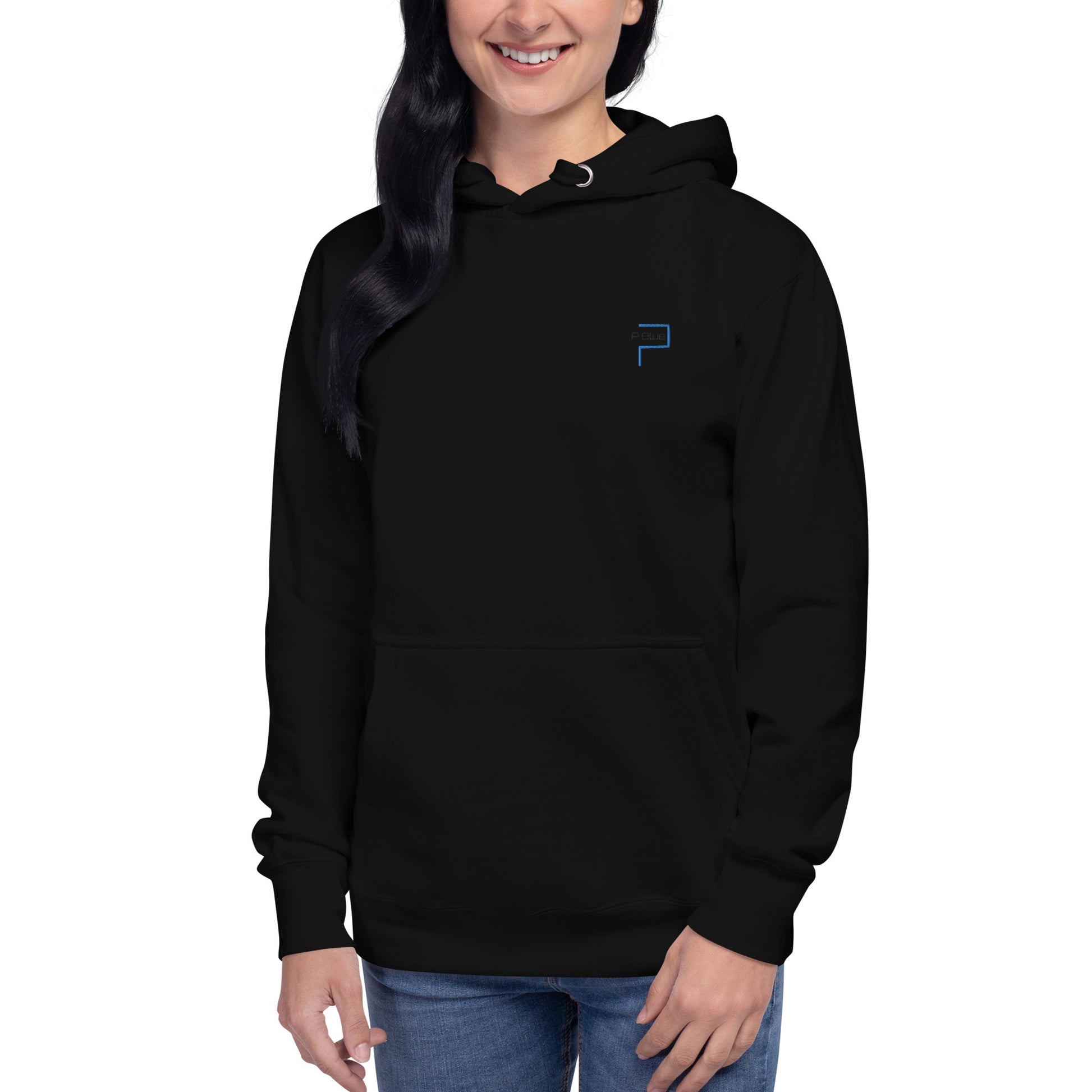 Premium Cotton Hoodie with P Blue Logo Embroidery