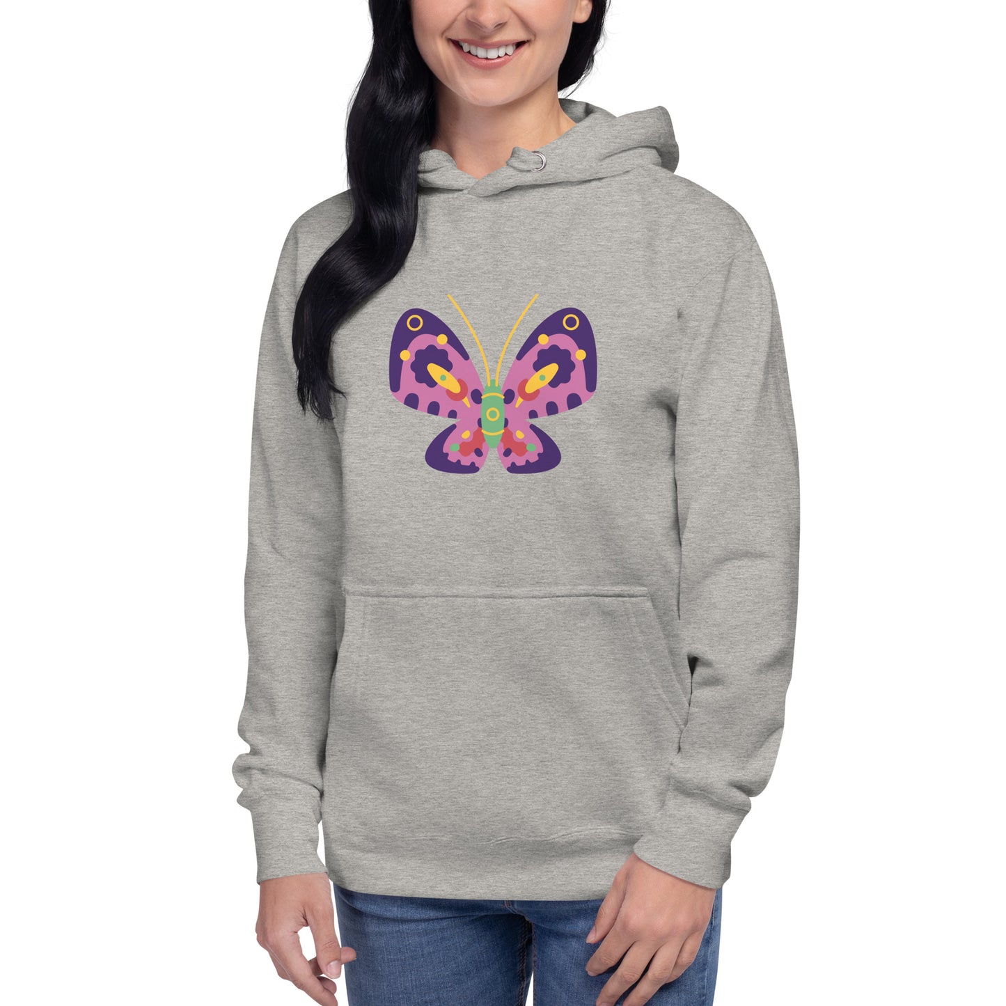 Premium Cotton Hoodie with Colorful Butterfly Print