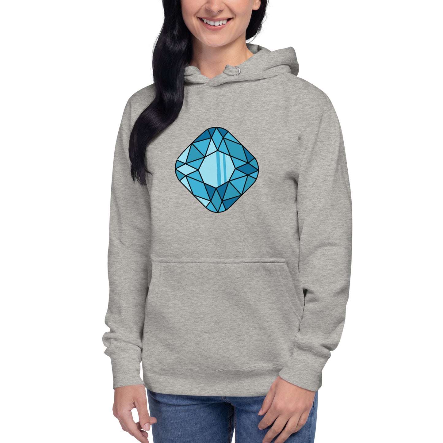 Premium Cotton Hoodie with Square Gem Print