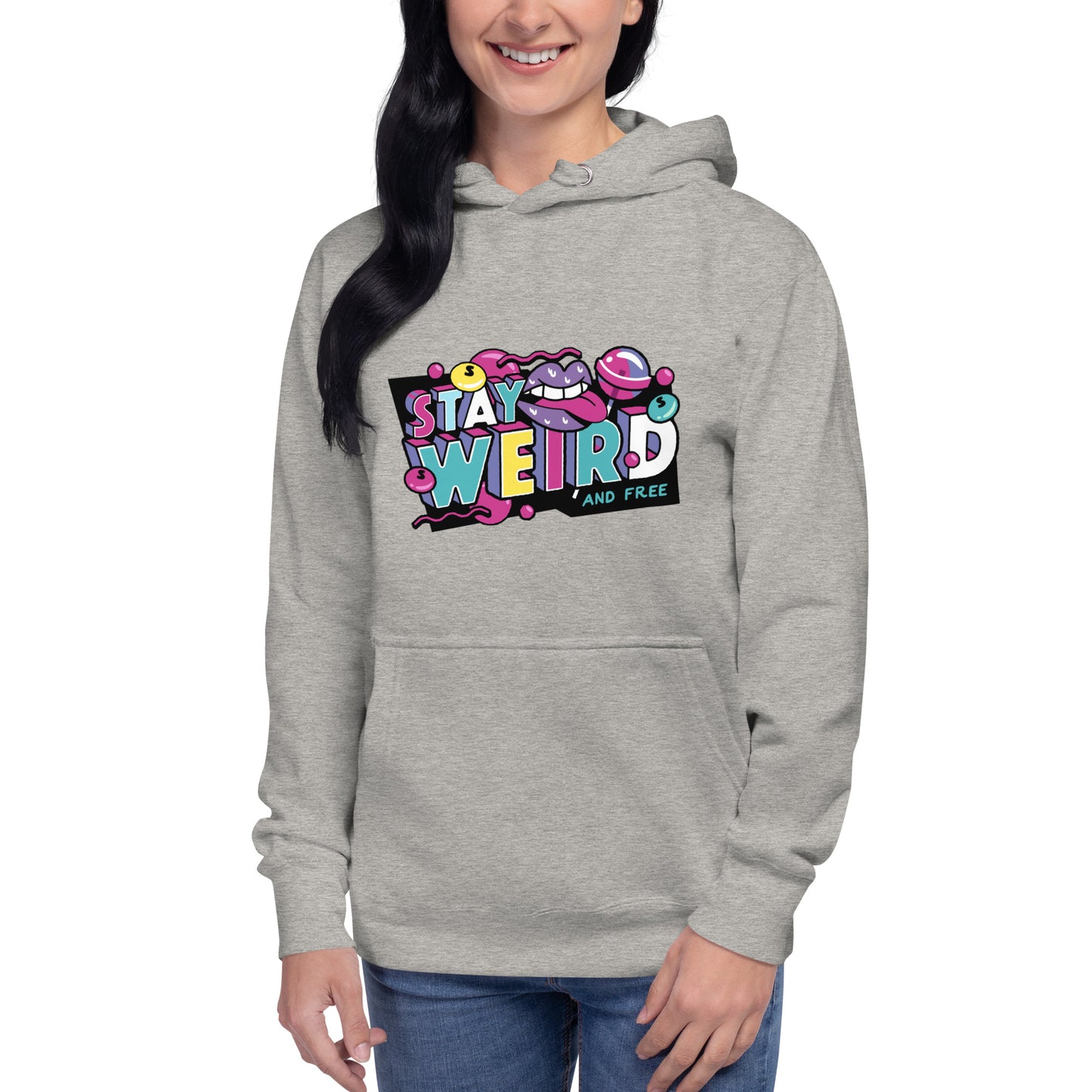 Premium Cotton Hoodie with Stay Weird Print