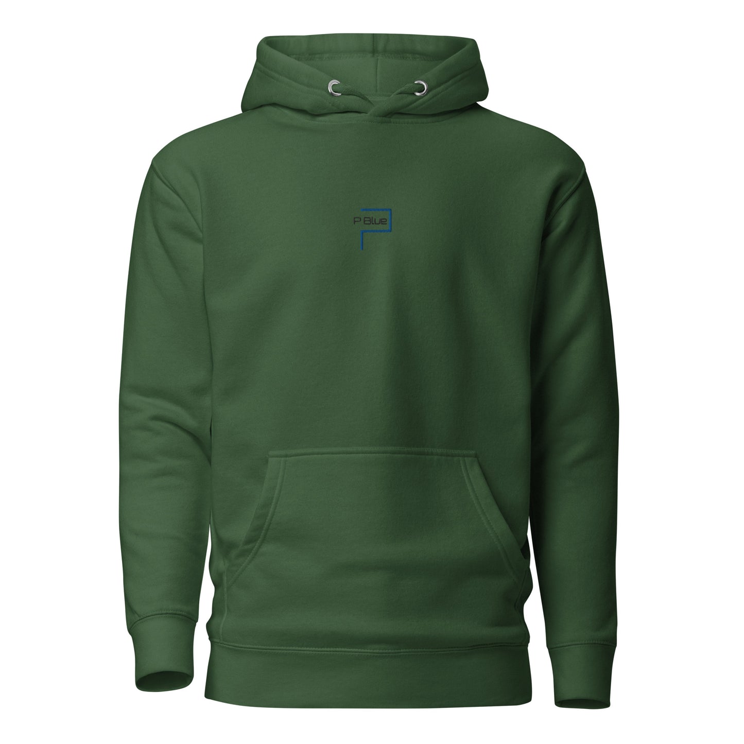 Premium Cotton Hoodie with Center P Blue Logo Embroidery