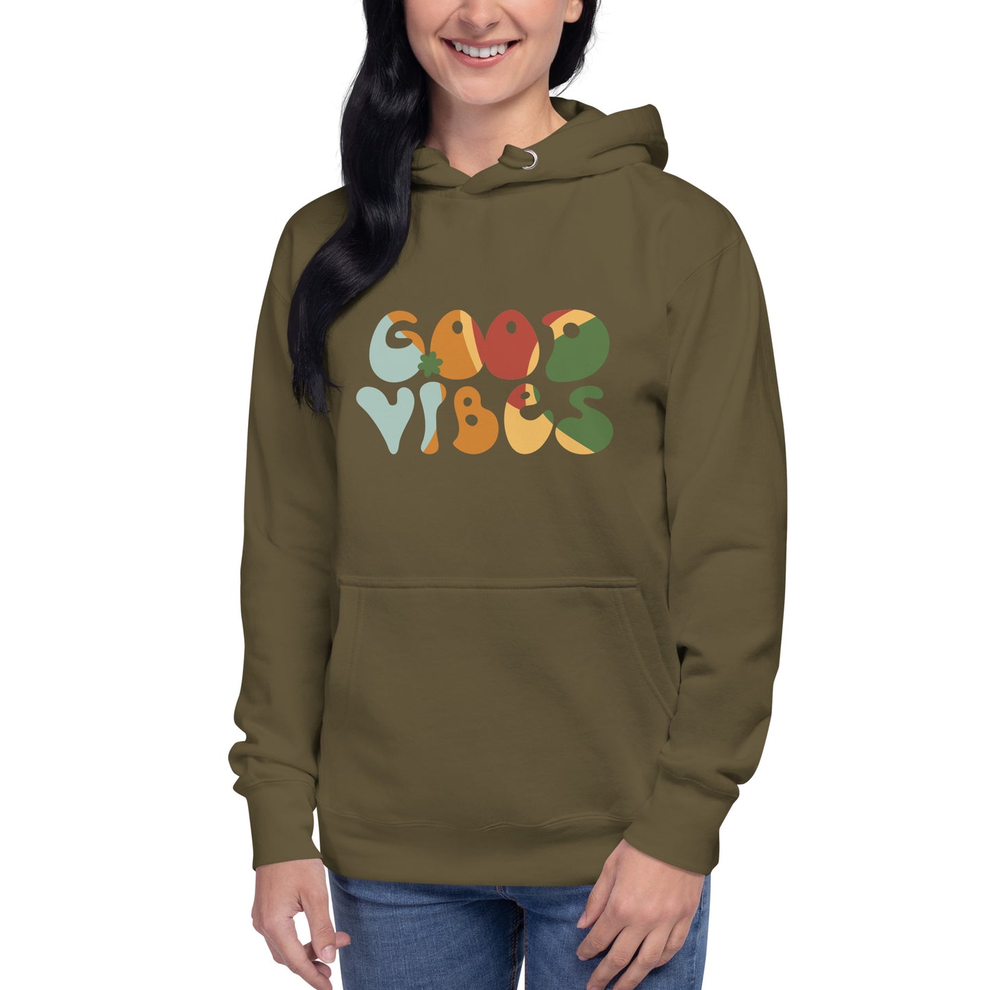 Premium Cotton Hoodie with Good Vibes Print