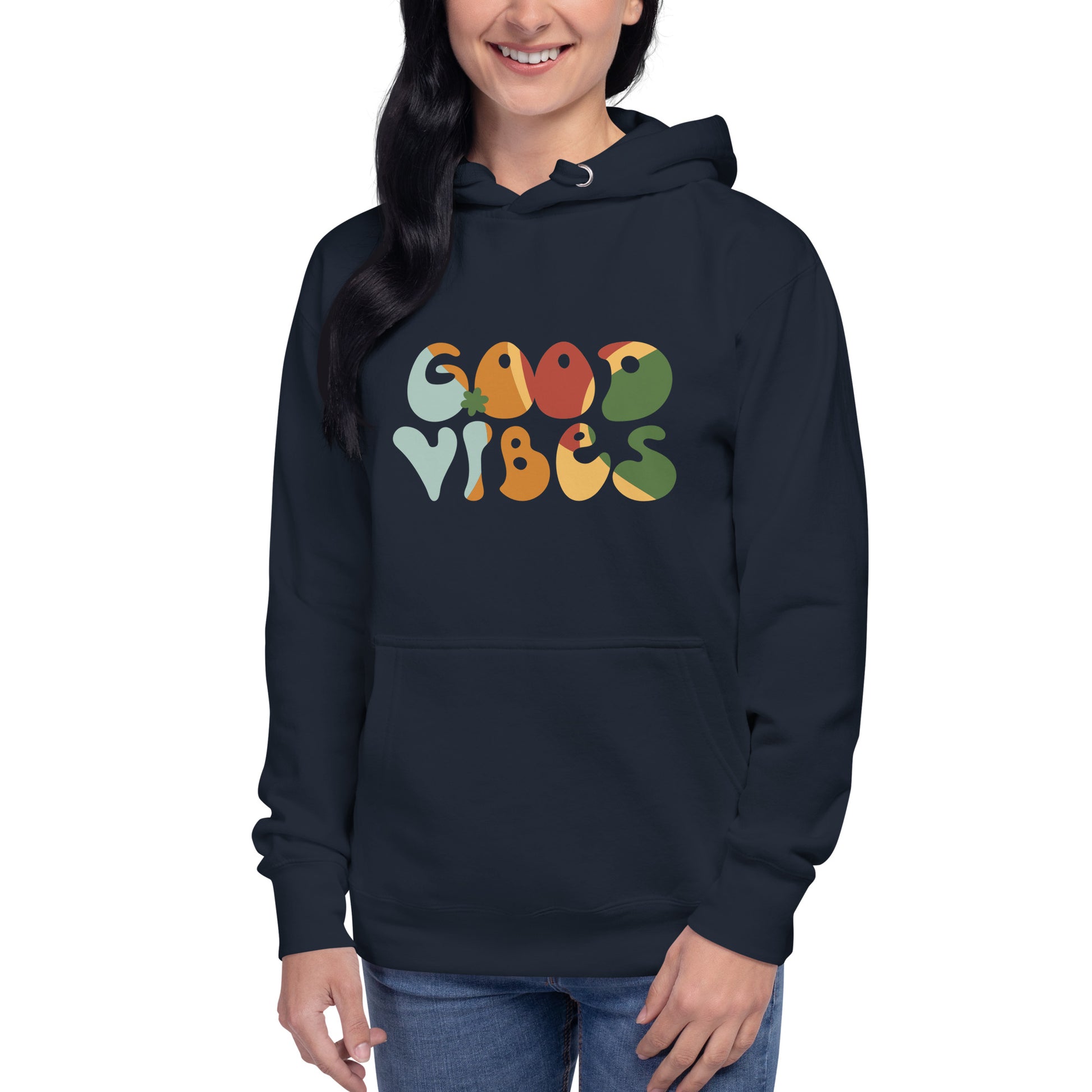 Premium Cotton Hoodie with Good Vibes Print