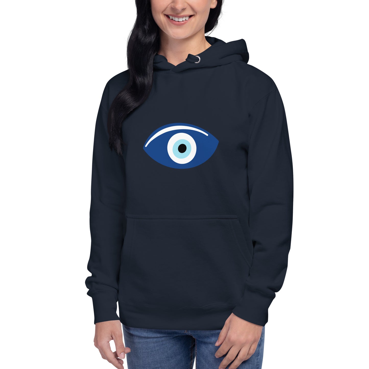 Premium Cotton Hoodie with Vaskania Evil Eye Print