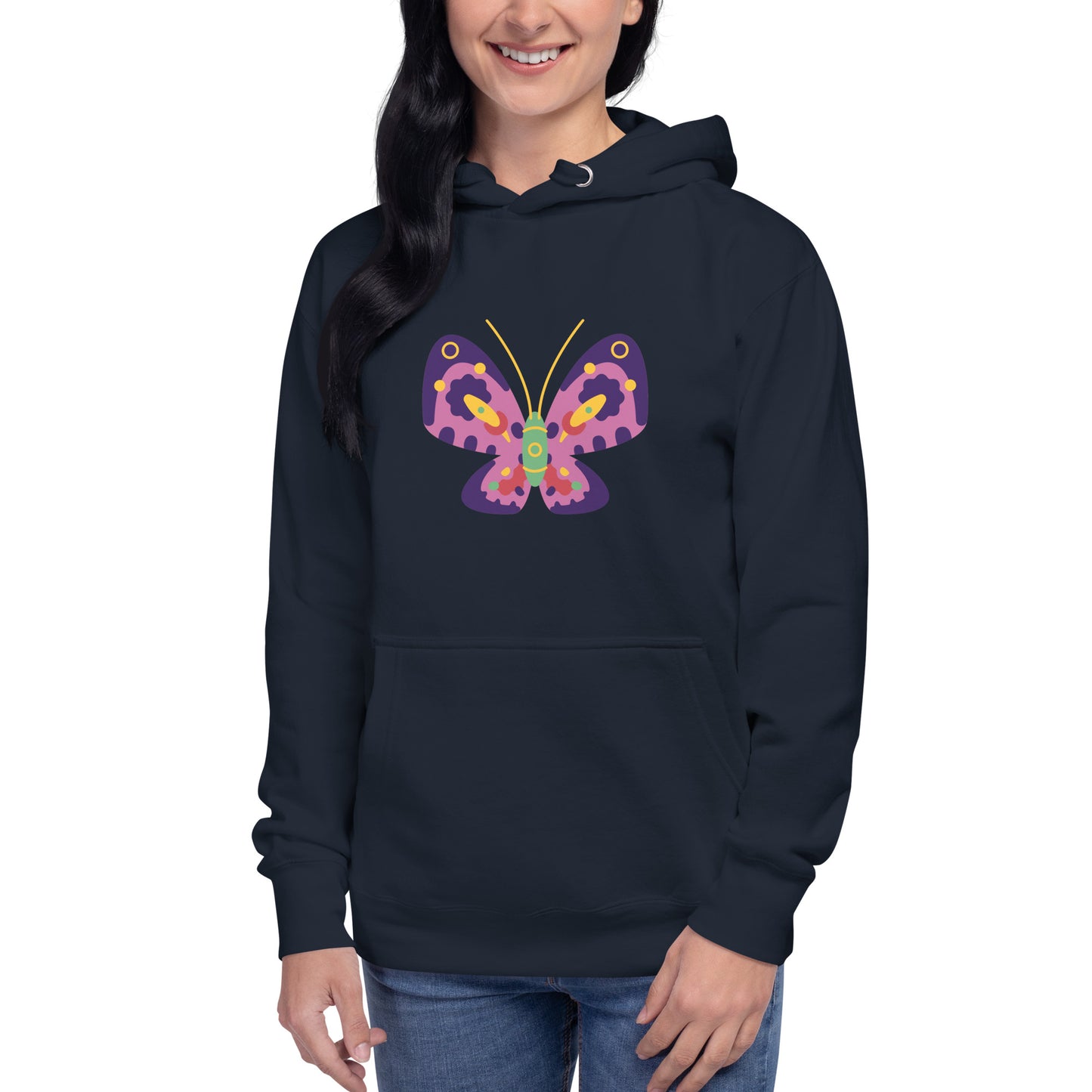 Premium Cotton Hoodie with Colorful Butterfly Print