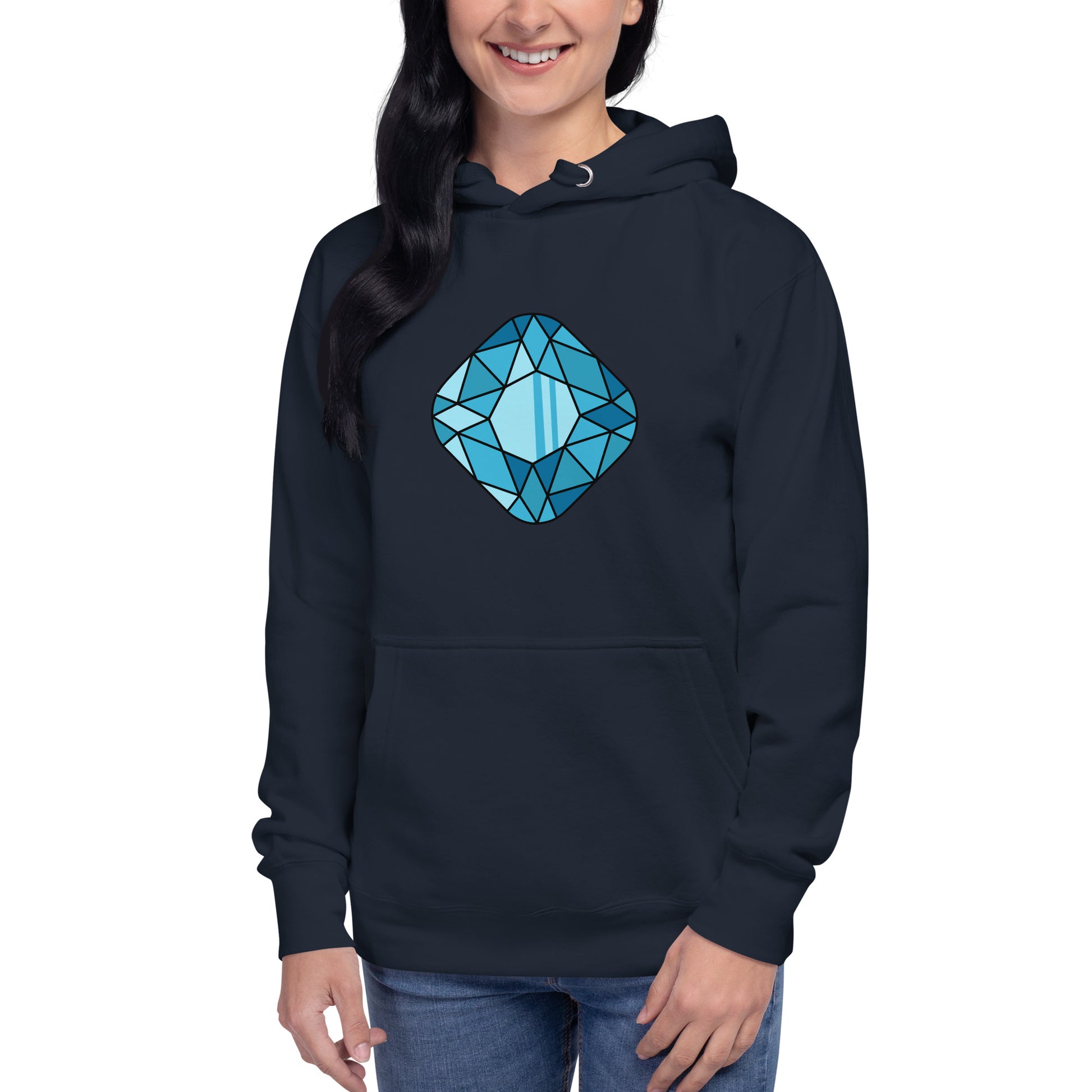 Premium Cotton Hoodie with Square Gem Print