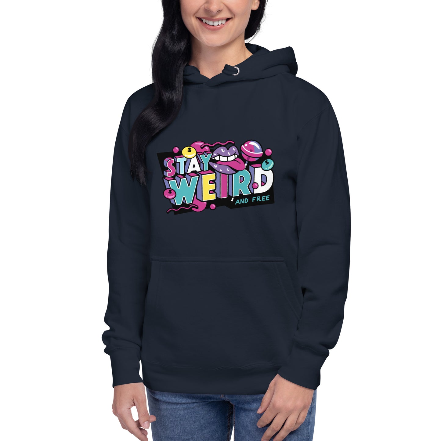 Premium Cotton Hoodie with Stay Weird Print