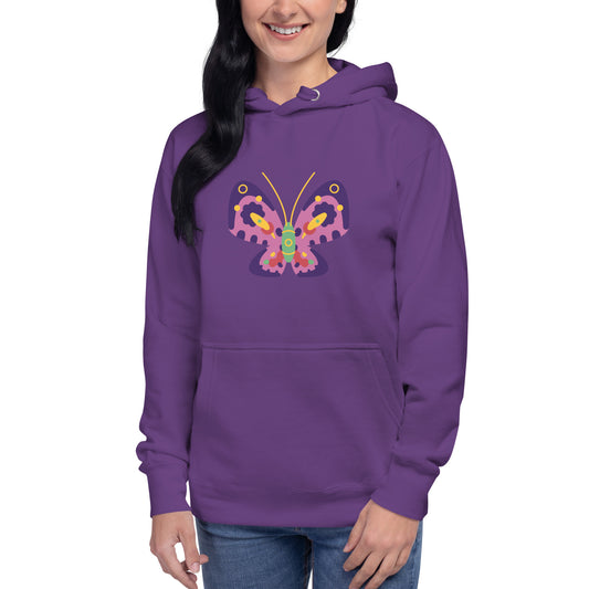 Premium Cotton Hoodie with Colorful Butterfly Print