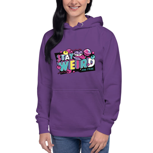 Premium Cotton Hoodie with Stay Weird Print