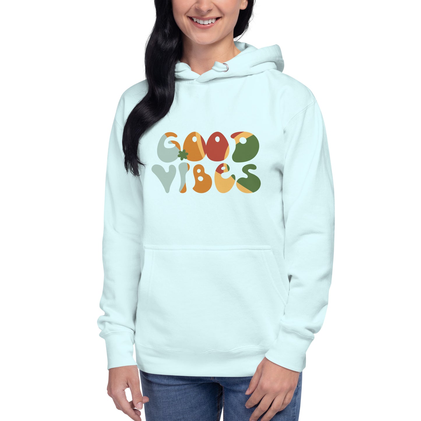 Premium Cotton Hoodie with Good Vibes Print