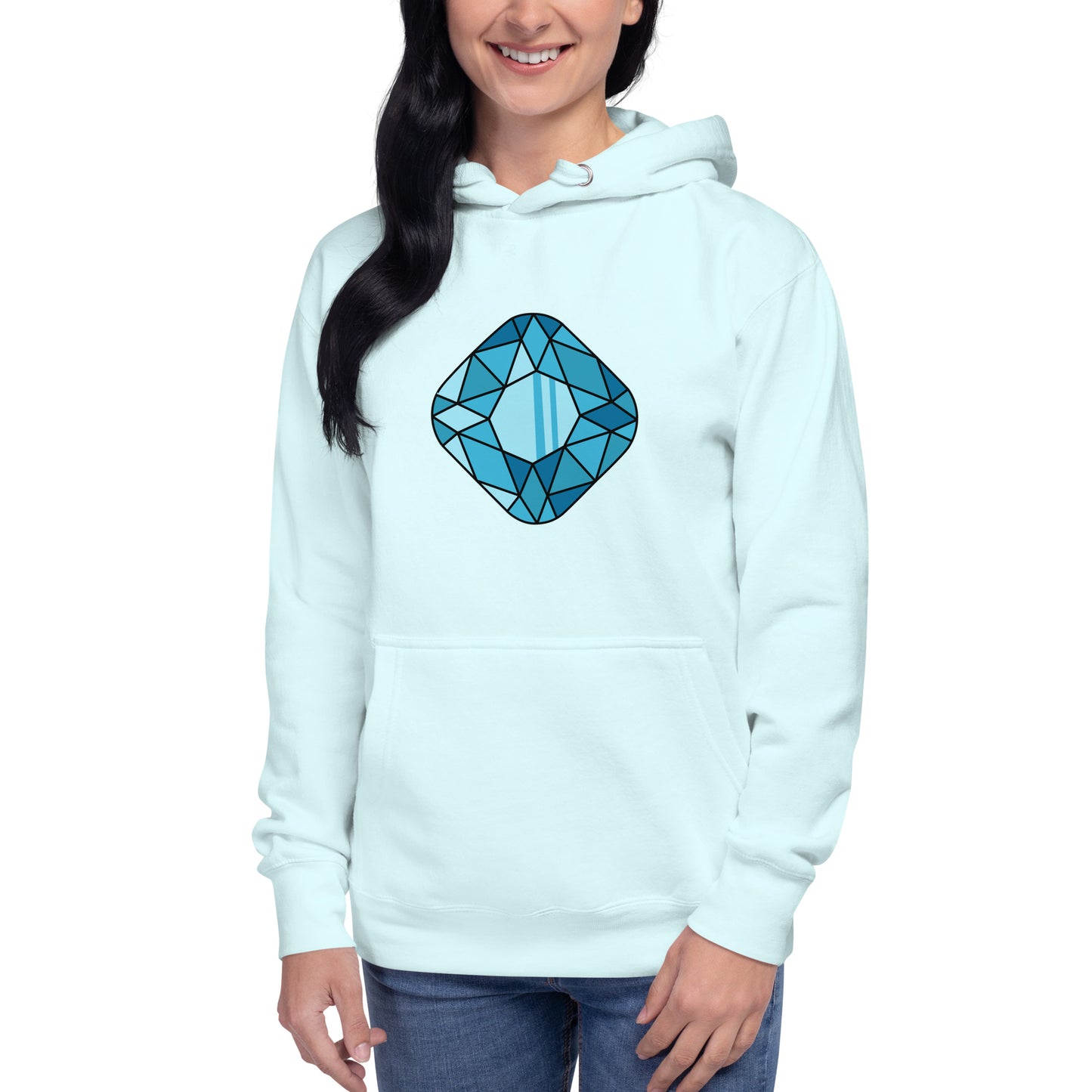 Premium Cotton Hoodie with Square Gem Print