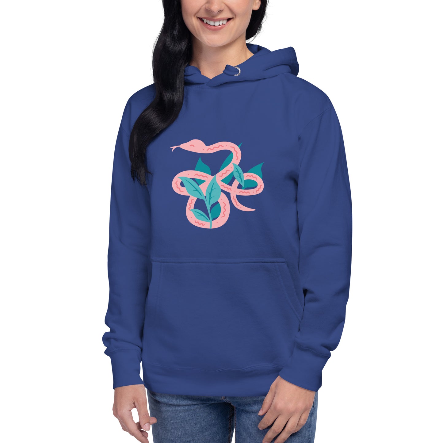 Premium Cotton Hoodie with Snake & Leafs Print