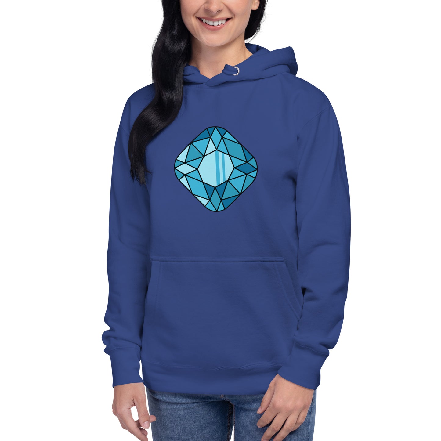 Premium Cotton Hoodie with Square Gem Print