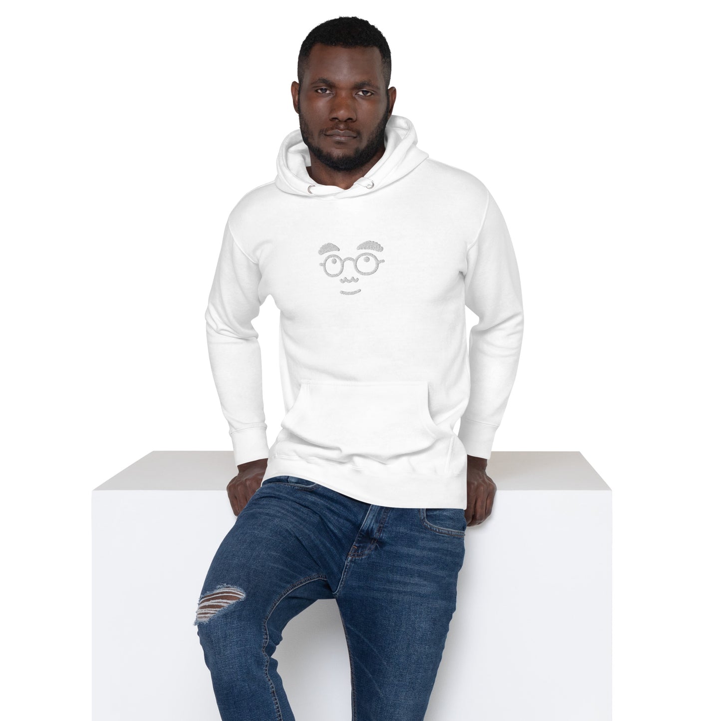 Premium Cotton Hoodie with Wondering Face Embroidery