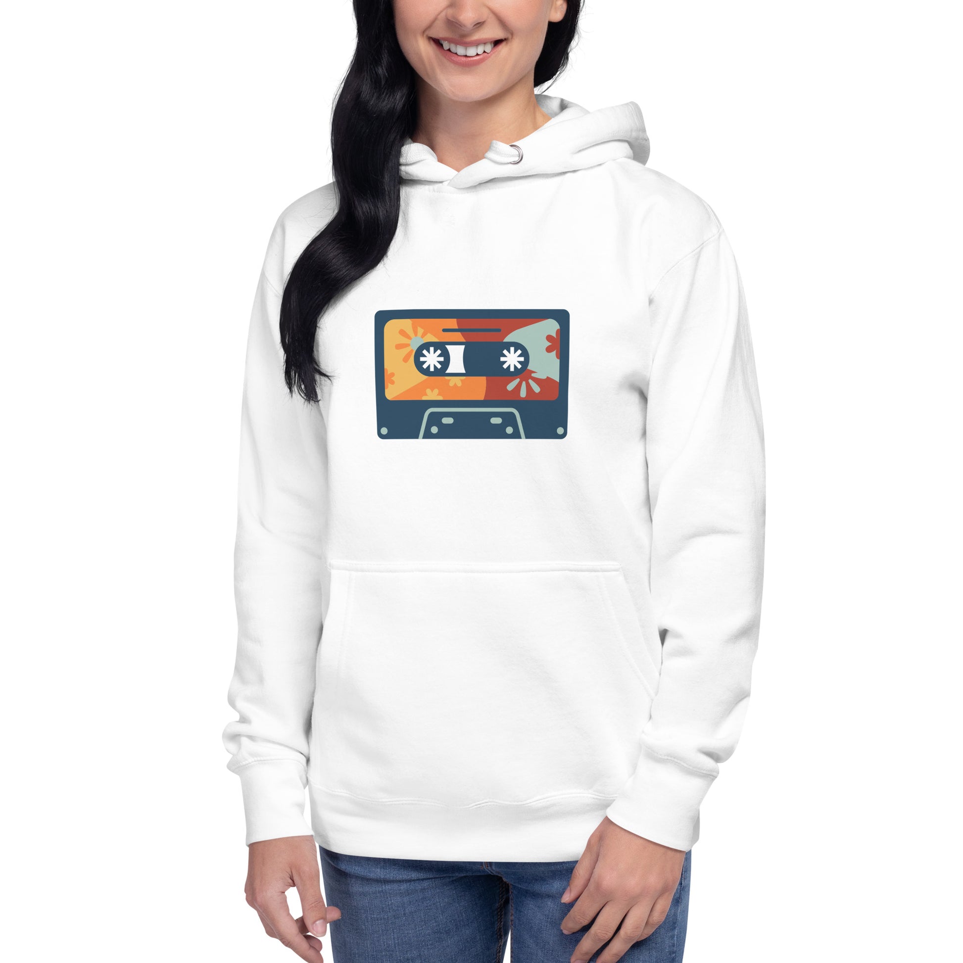 Premium Cotton Hoodie with Cassette Tape Print