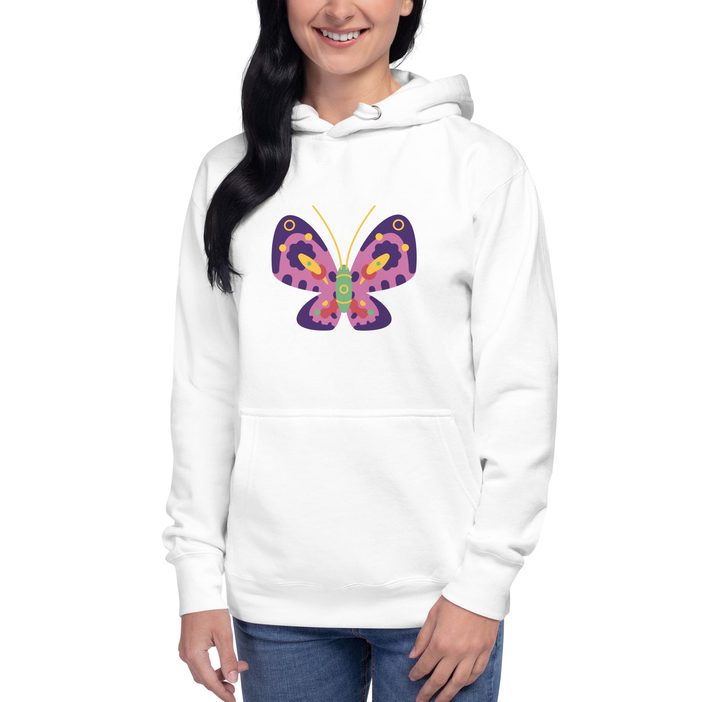 Premium Cotton Hoodie with Colorful Butterfly Print