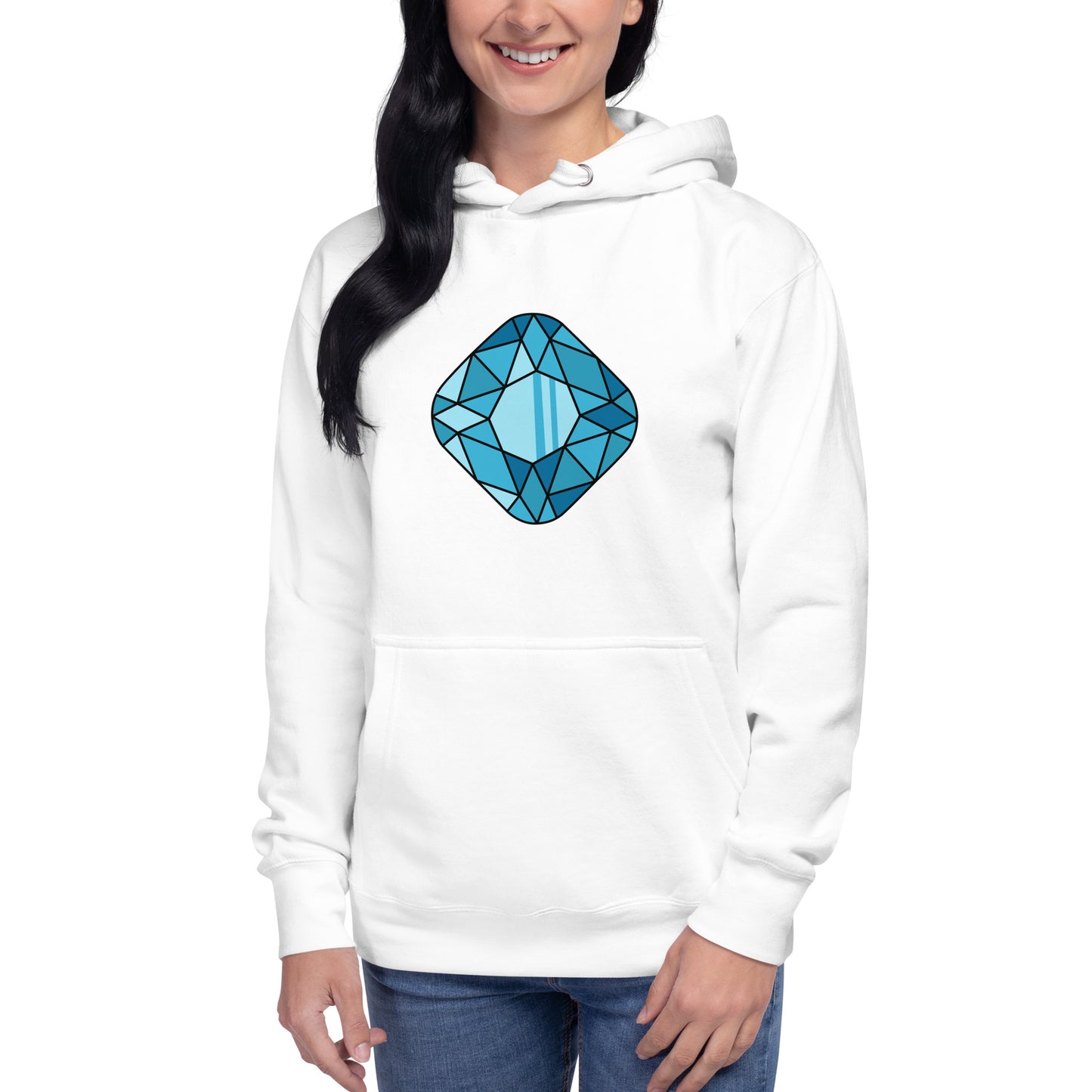 Premium Cotton Hoodie with Square Gem Print