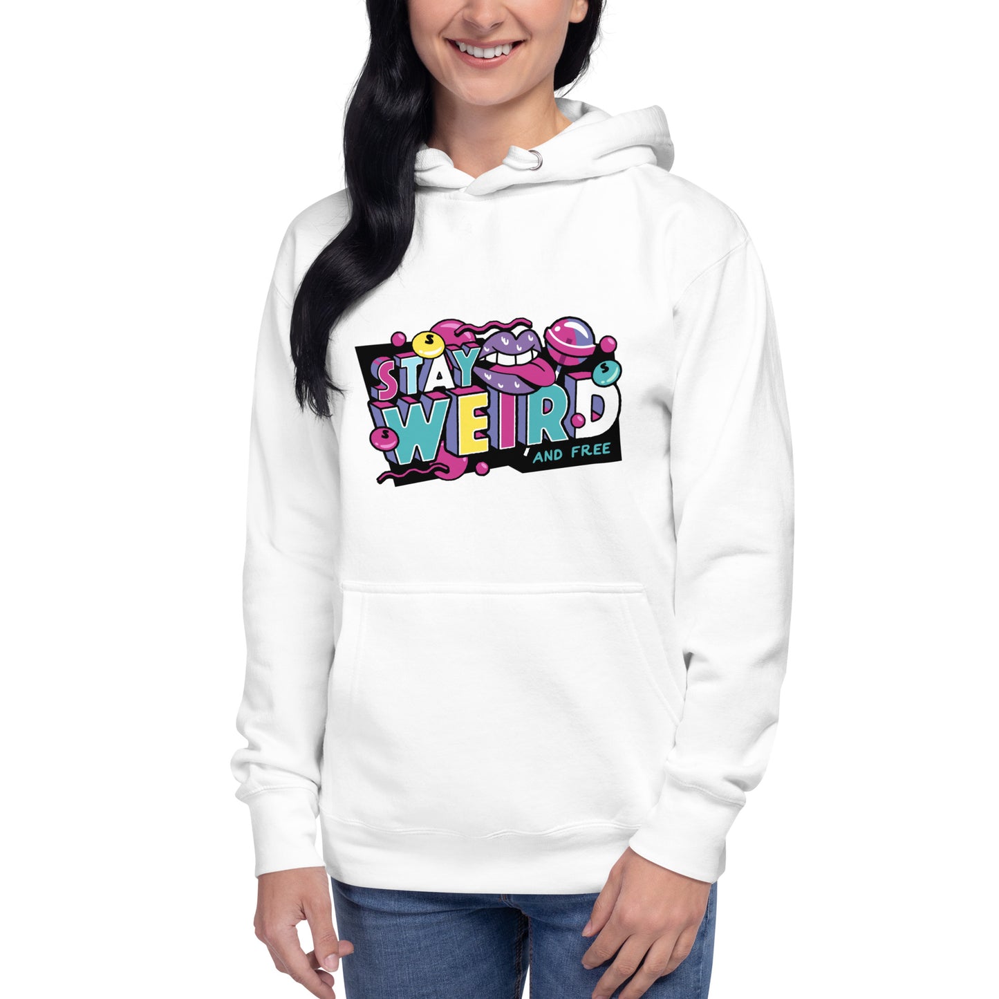 Premium Cotton Hoodie with Stay Weird Print