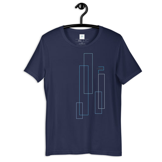 Navy Soft Cotton T-Shirt with P Blue Rectangles Print