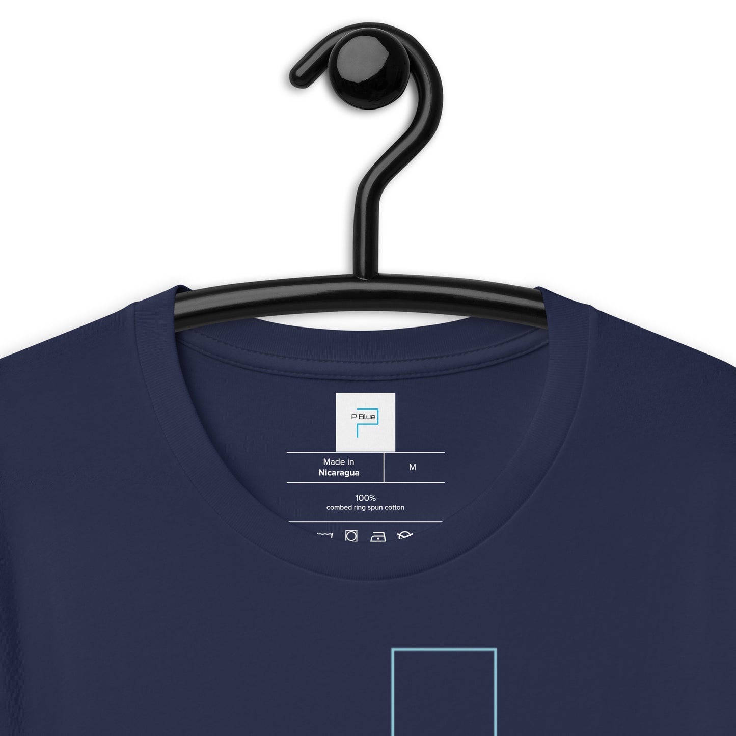 P Blue Soft Cotton T-Shirt with P Blue Rectangles Print