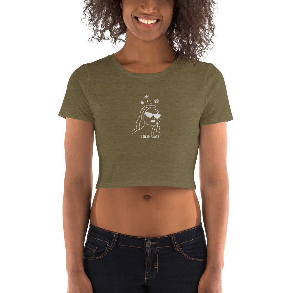 I Need Space Slim Fit Women Crop Tee