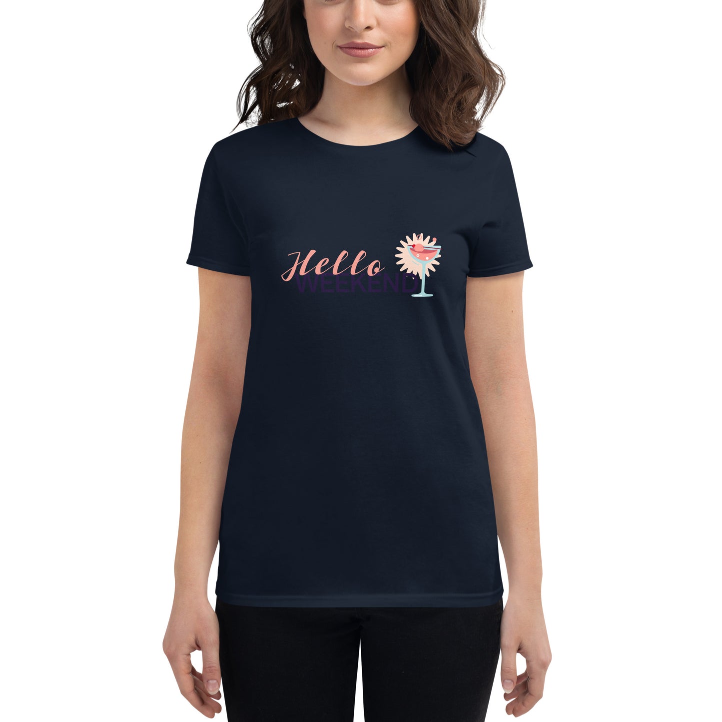 Premium Soft T-Shirt with Hello Weekend Print